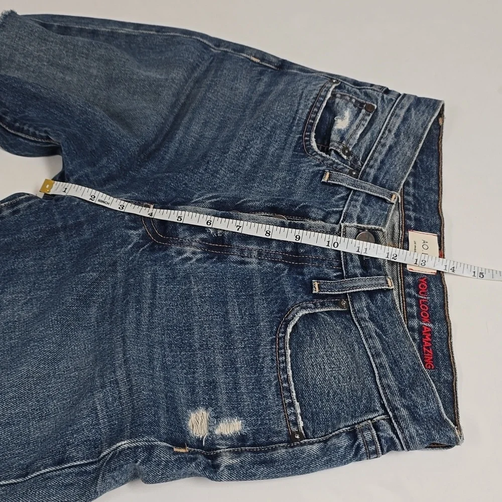 AO.LA by Alice + Olivia Womens Blue Medium Wash High Rise Straight Jeans